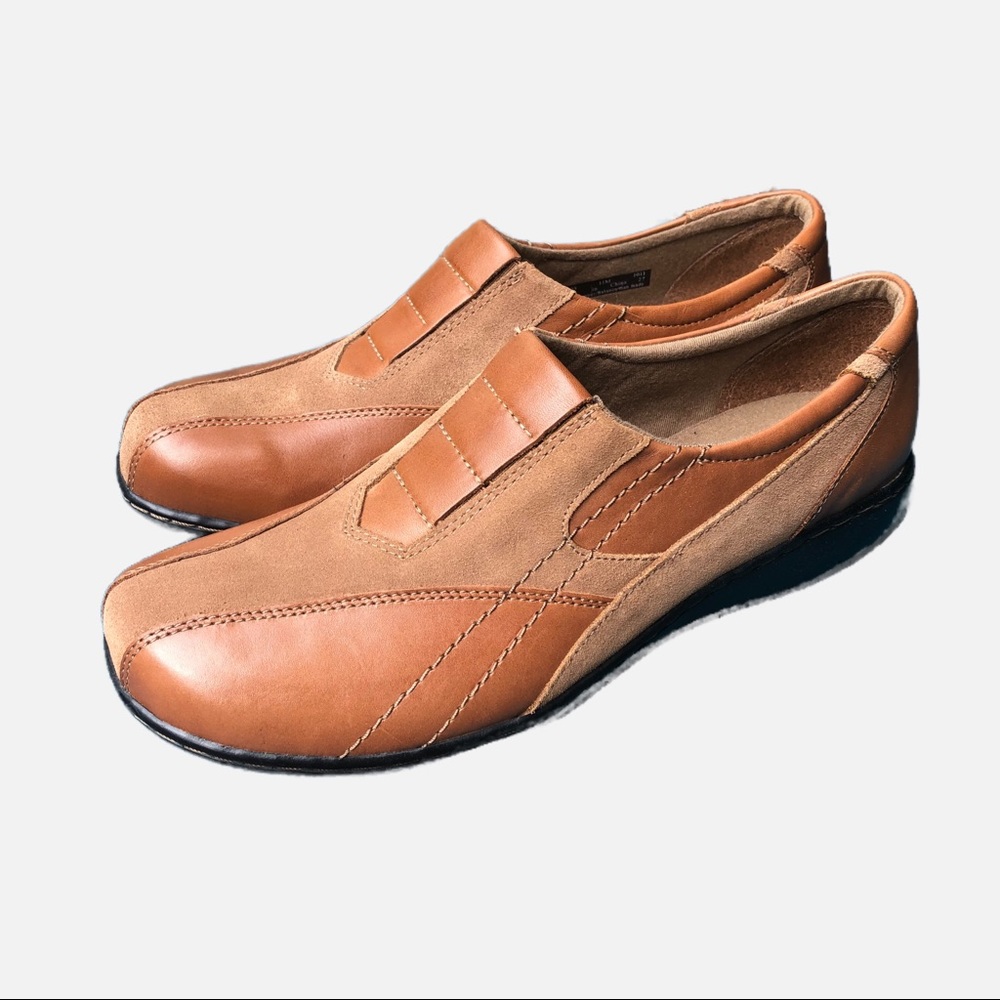 Clark’s Bendables Brown Leather Slip on Women’s Shoes Excellent Condition